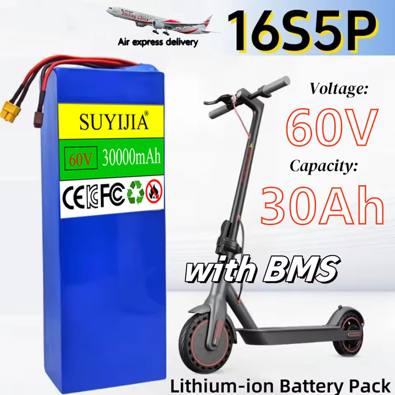 60V 30Ah Electric Scooter Battery - 16S5P 60V 30000mAh Battery 18650 30AH